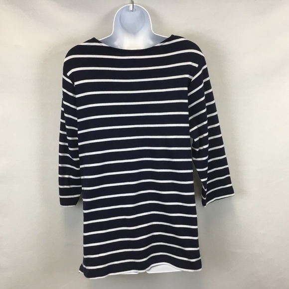 Chico's Blue White Striped Tunic Top. - Picture 2 of 9
